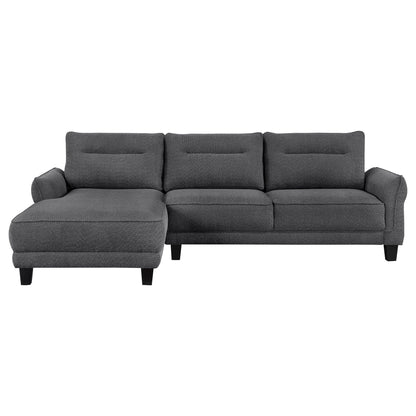 Unique Piece Furniture Caspian Upholstered Curved Arm Chaise Sectional Sofa Grey