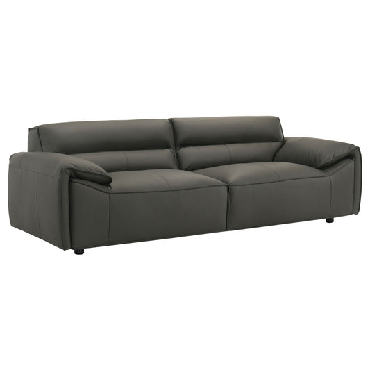 Unique Piece Furniture Buxton Top Grain Leather Upholstered Sofa Graphite