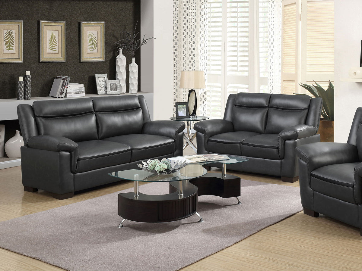 Unique Piece Furniture Arabella 2-piece Upholstered Padded Arm Sofa Set Grey