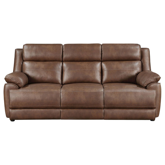 Unique Piece Furniture - Ellington 3-piece Upholstered Padded Arm Sofa Set Dark Brown