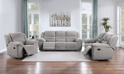 Unique Piece Furniture - Gilson 3-piece Chenille Upholstered Reclining Sofa Set Grey