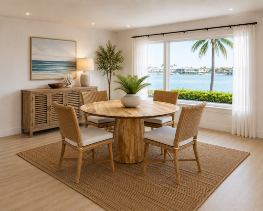The Broward Design Center Mango Wood Dining Table (round)- 47 x 47 x 30 in