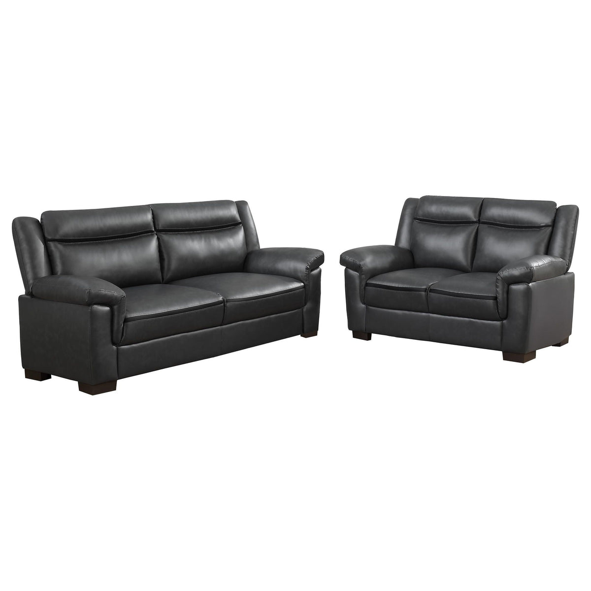 Unique Piece Furniture Arabella 2-piece Upholstered Padded Arm Sofa Set Grey