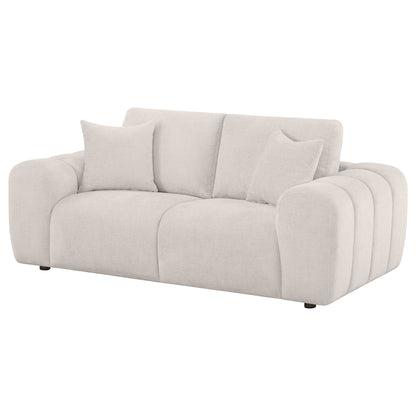 Unique Piece Furniture Burnett Chenille Upholstered Wide Arm Loveseat Ivory