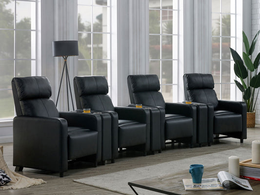 Unique Piece Furniture Toohey Upholstered Tufted Recliner Living Room Set Black