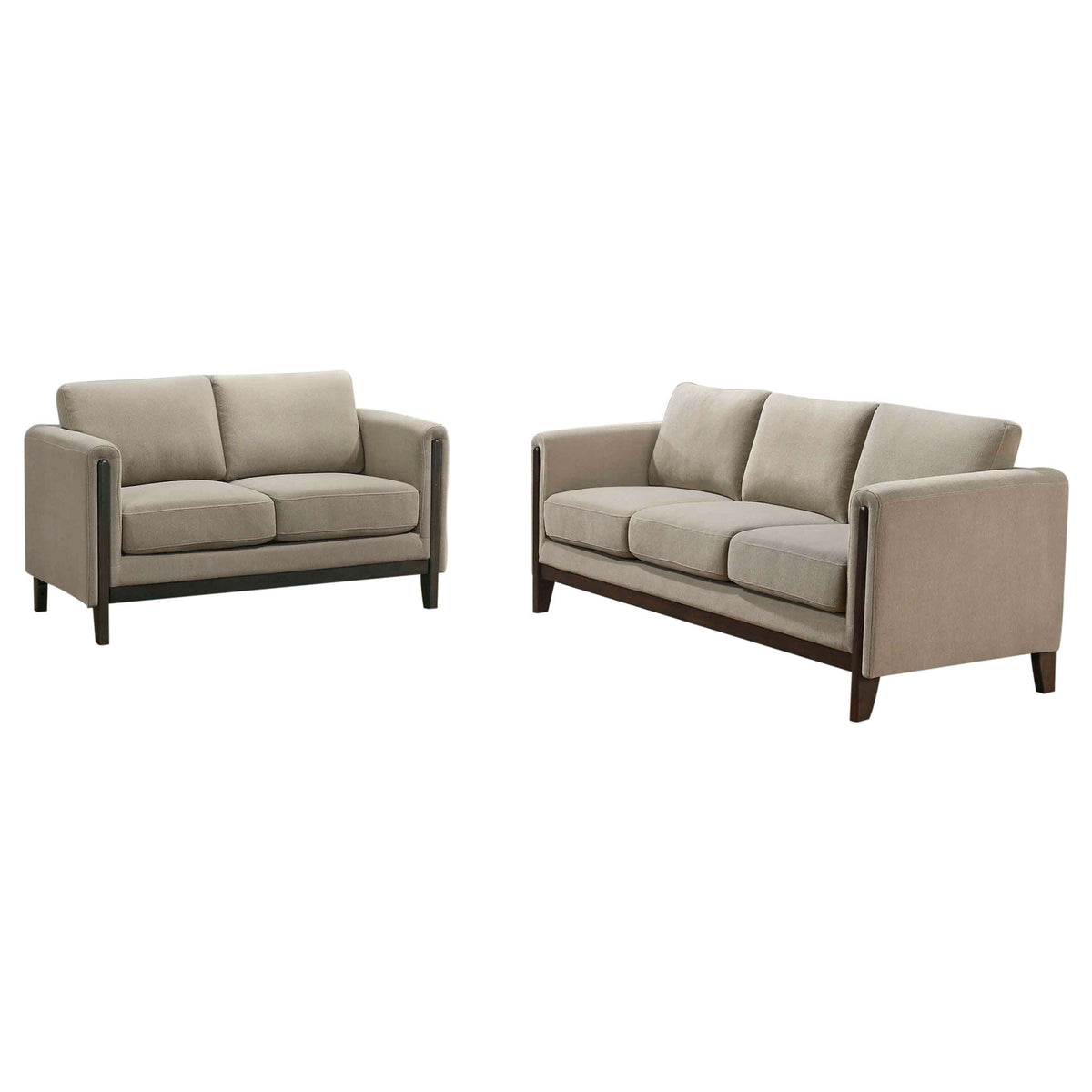 Unique Piece Furniture - Islington 2-piece Upholstered Panel Arm Sofa Set Taupe