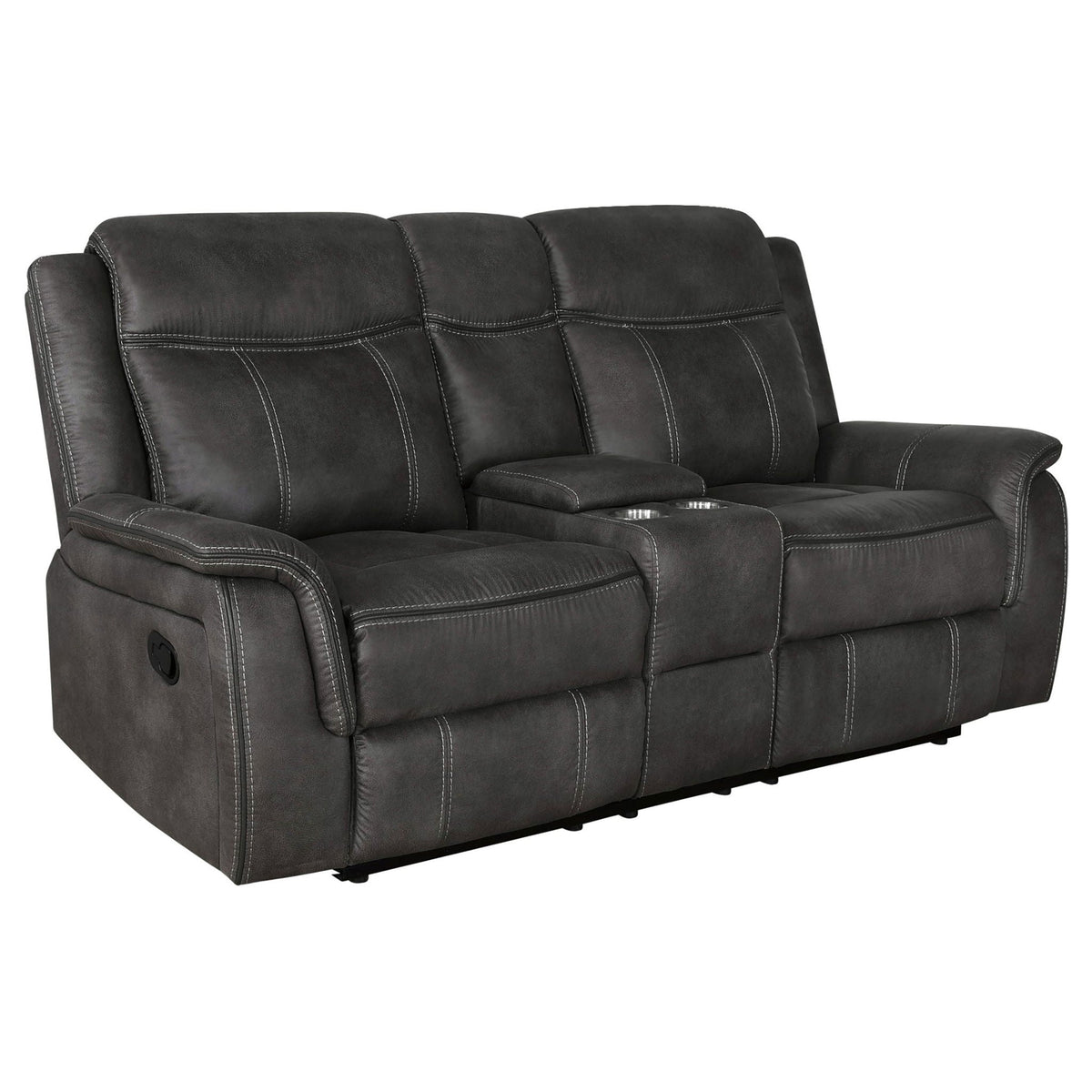 Unique Piece Furniture - Lawrence Upholstered Padded Arm Reclining Loveseat Charcoal