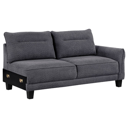 Unique Piece Furniture Caspian Upholstered Curved Arm Chaise Sectional Sofa Grey