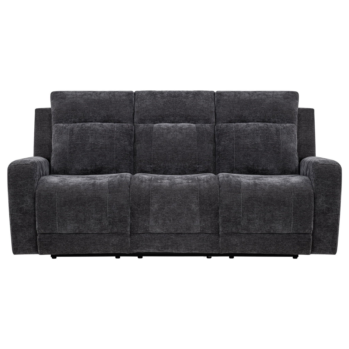 Unique Piece Furniture - Kennett Chenille Upholstered Power Reclining Sofa Dark Grey