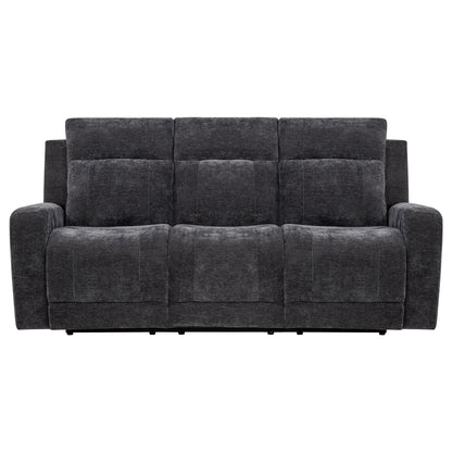 Unique Piece Furniture - Kennett Chenille Upholstered Power Reclining Sofa Dark Grey