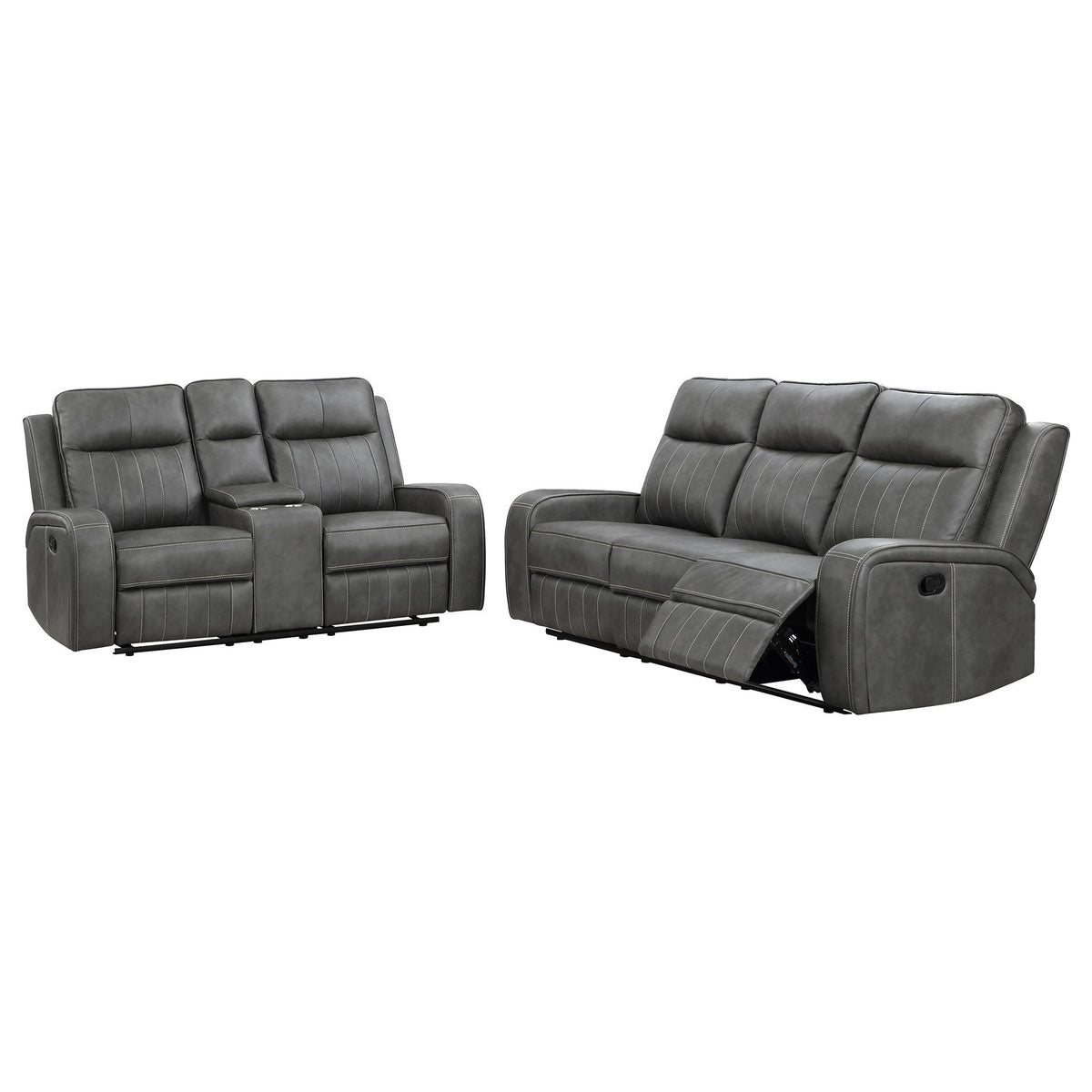 Unique Piece Furniture - Raelynn 2-piece Upholstered Reclining Sofa Set Grey