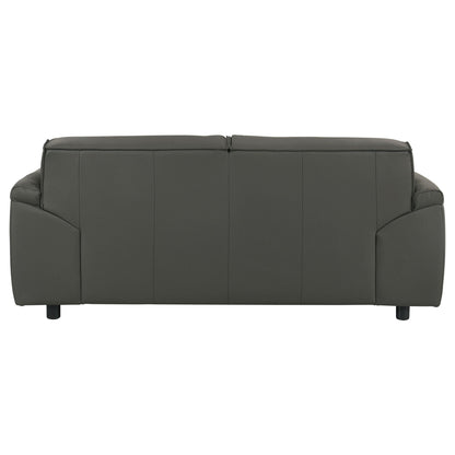 Unique Piece Furniture Buxton Top Grain Leather Upholstered Loveseat Graphite