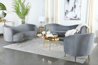 Unique Piece Furniture Sophia 3-piece Upholstered Channel Tufted Sofa Set Grey