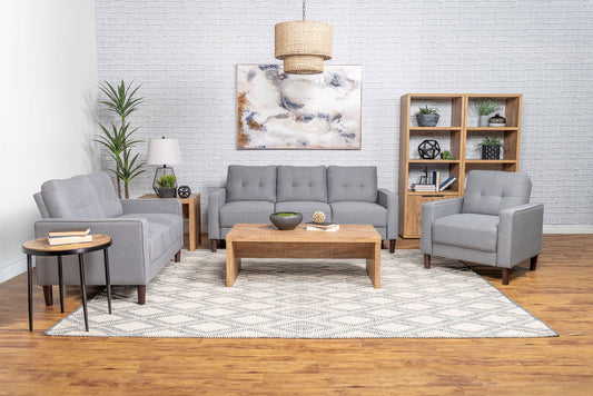 Unique Piece Furniture - Bowen 3-piece Upholstered Track Arm Tufted Sofa Set Grey