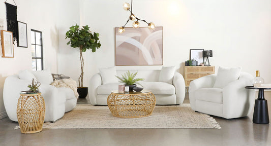 Unique Piece Furniture Isabella 3-piece Faux Sheepskin Upholstered Sofa Set Natural
