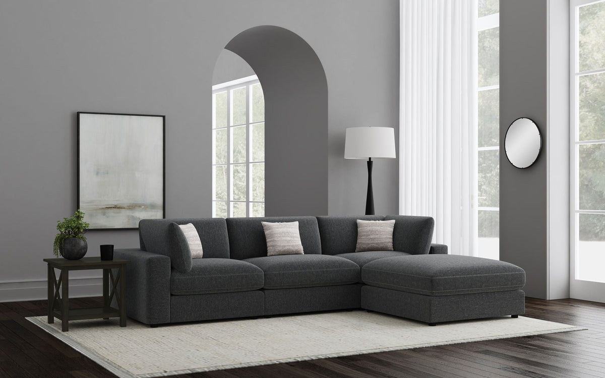 Unique Piece Furniture - Serene 4-piece Upholstered Modular Sectional Sofa Charcoal
