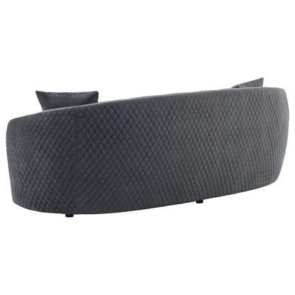 Unique Piece Furniture Brookside Velvet Upholstered Curved Sofa Dark Grey
