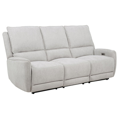 Unique Piece Furniture - Sylmar Chenille Upholstered Power Reclining Sofa Dove Grey