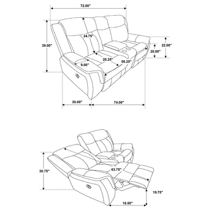 Unique Piece Furniture - Lawrence Upholstered Padded Arm Reclining Loveseat Charcoal