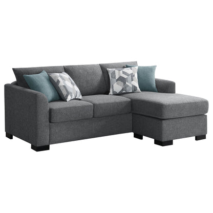 Unique Piece Furniture - Storey Upholstered Sleeper Sectional Chaise Sofa Grey