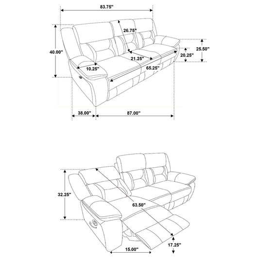 Unique Piece Furniture - Greer Upholstered Motion Reclining Sofa Taupe