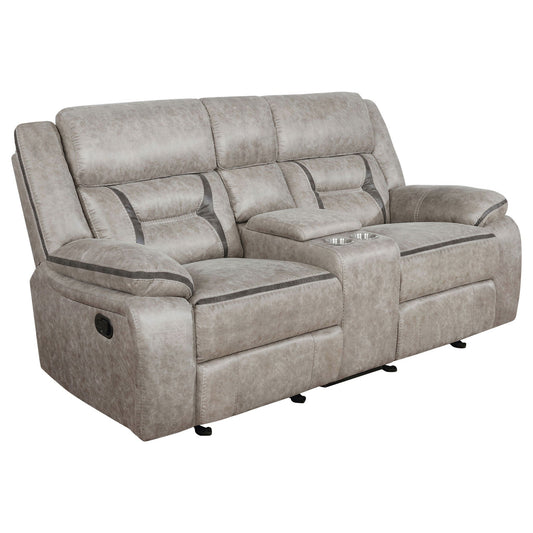 Unique Piece Furniture - Greer Upholstered Motion Reclining Loveseat Taupe
