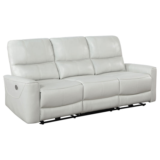 Unique Piece Furniture - Greenfield Upholstered Power Reclining Sofa Dove Grey