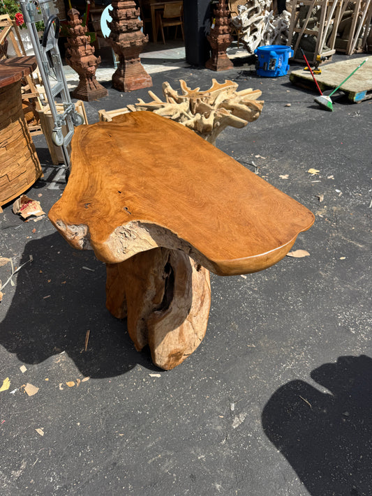 The Broward Design Center - Teak Root Slab Top Bar Table XL (B)