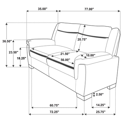 Unique Piece Furniture Arabella 2-piece Upholstered Padded Arm Sofa Set Grey