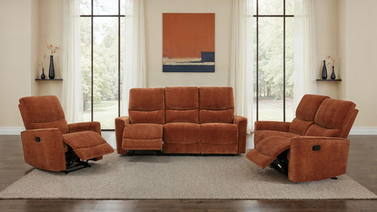 Unique Piece Furniture Navarro 3-piece Upholstered Reclining Sofa Set Orange