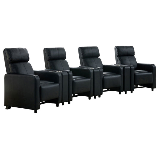 Unique Piece Furniture Toohey Upholstered Tufted Recliner Living Room Set Black