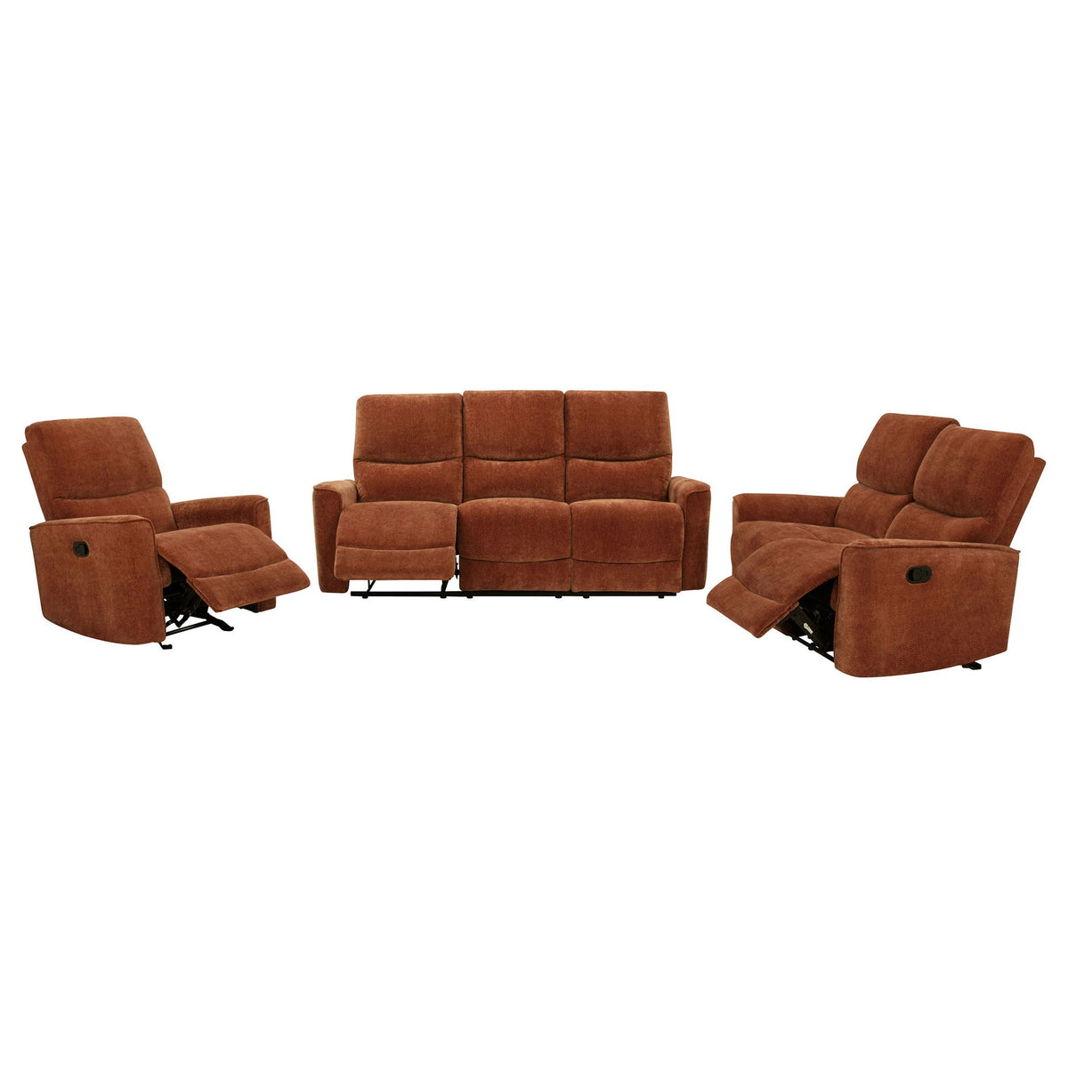 Unique Piece Furniture Navarro 3-piece Upholstered Reclining Sofa Set Orange