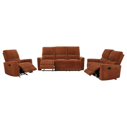 Unique Piece Furniture Navarro 3-piece Upholstered Reclining Sofa Set Orange