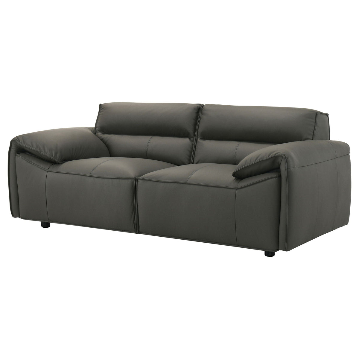 Unique Piece Furniture Buxton Top Grain Leather Upholstered Loveseat Graphite