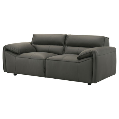 Unique Piece Furniture Buxton Top Grain Leather Upholstered Loveseat Graphite