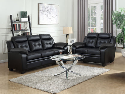 Unique Piece Furniture - Finley 2-piece Upholstered Padded Arm Tufted Sofa Set Black