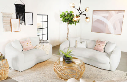Unique Piece Furniture Isabella 2-piece Faux Sheepskin Upholstered Sofa Set Natural
