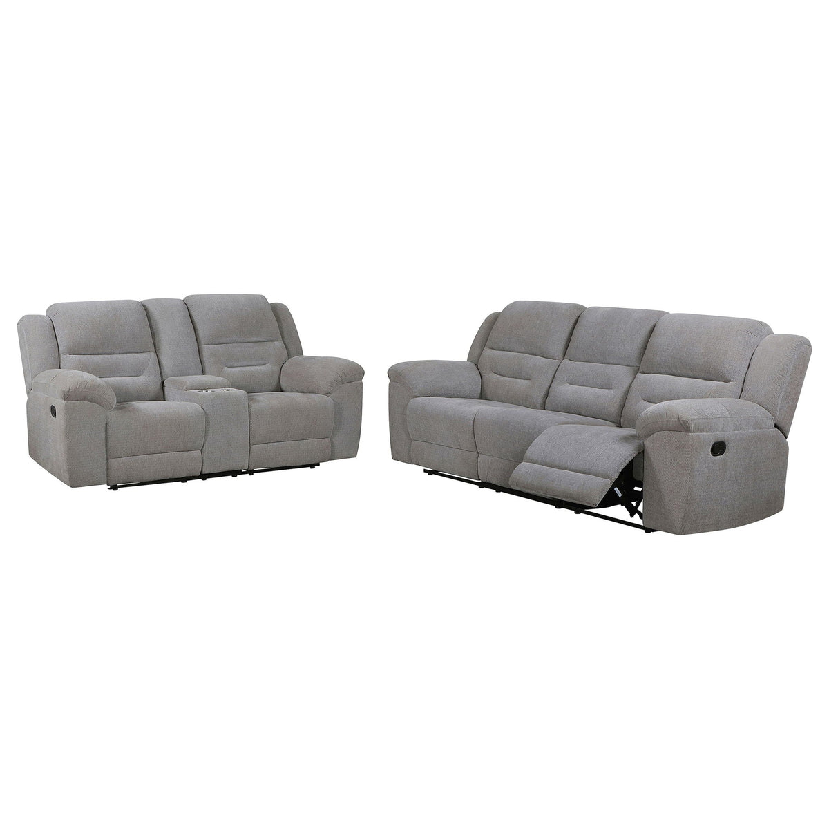 Unique Piece Furniture - Gilson 2-piece Chenille Upholstered Reclining Sofa Set Grey