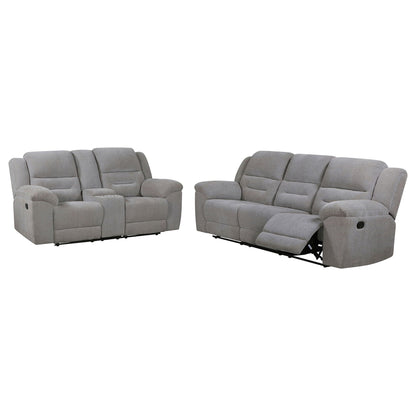 Unique Piece Furniture - Gilson 2-piece Chenille Upholstered Reclining Sofa Set Grey