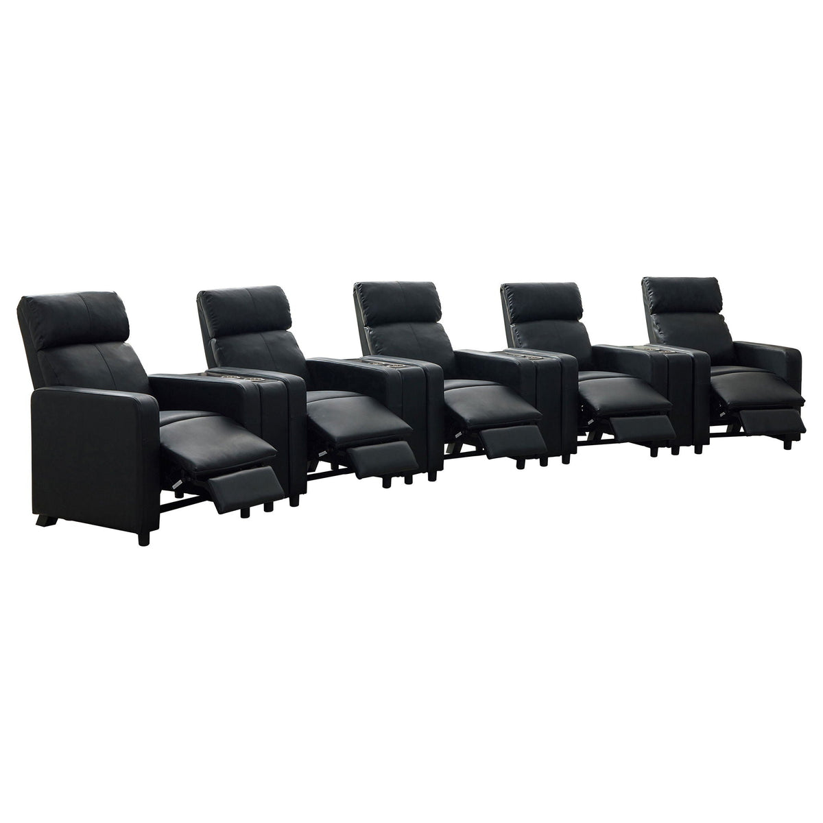 Unique Piece Furniture Toohey Upholstered Tufted Recliner Living Room Set Black