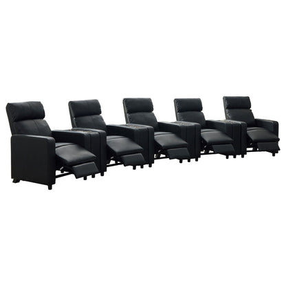Unique Piece Furniture Toohey Upholstered Tufted Recliner Living Room Set Black