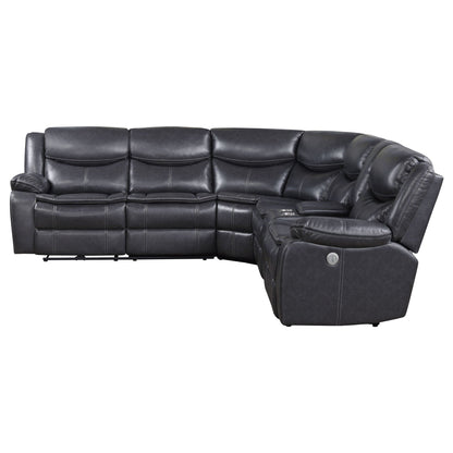 Unique Piece Furniture - Sycamore Upholstered Power Reclining Sectional Sofa Grey