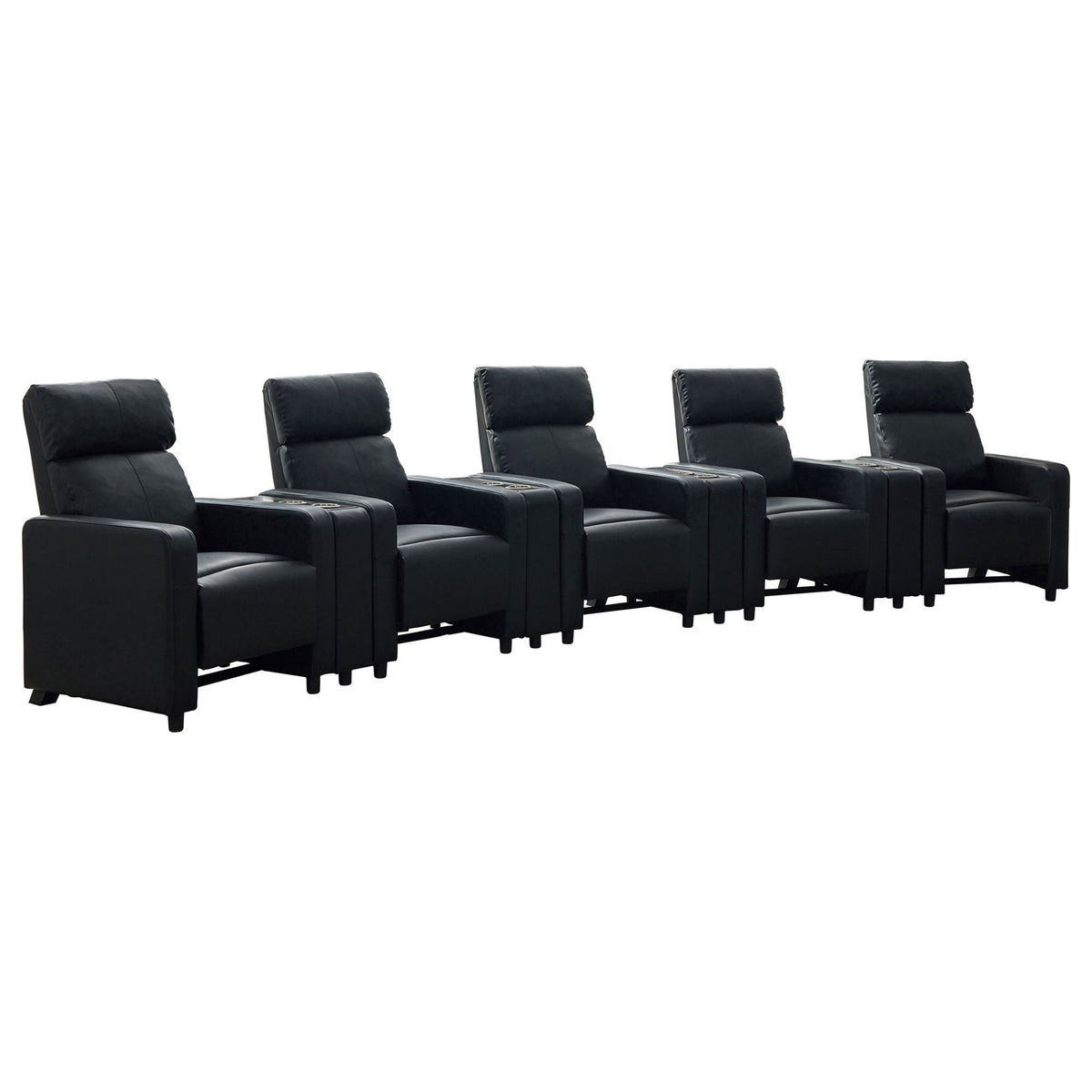 Unique Piece Furniture Toohey Upholstered Tufted Recliner Living Room Set Black