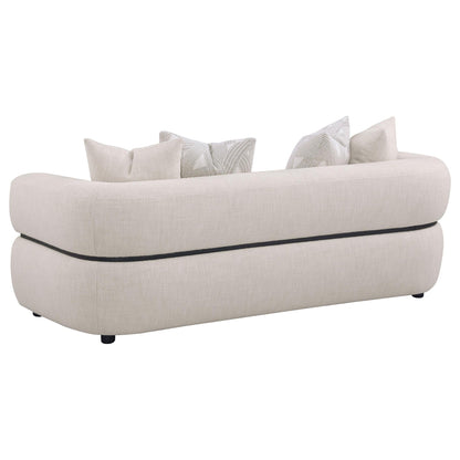 Unique Piece Furniture Jeanette 84-inch Fabric Upholstered Round Arm Sofa Beige