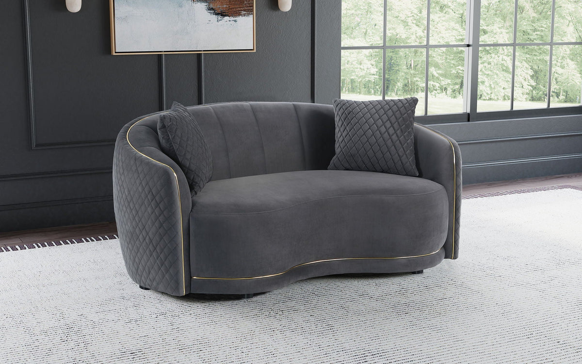 Unique Piece Furniture - Brookside Velvet Upholstered Curved Loveseat Dark Grey