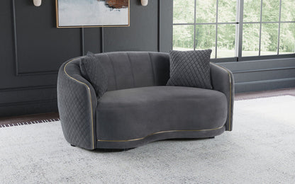 Unique Piece Furniture - Brookside Velvet Upholstered Curved Loveseat Dark Grey