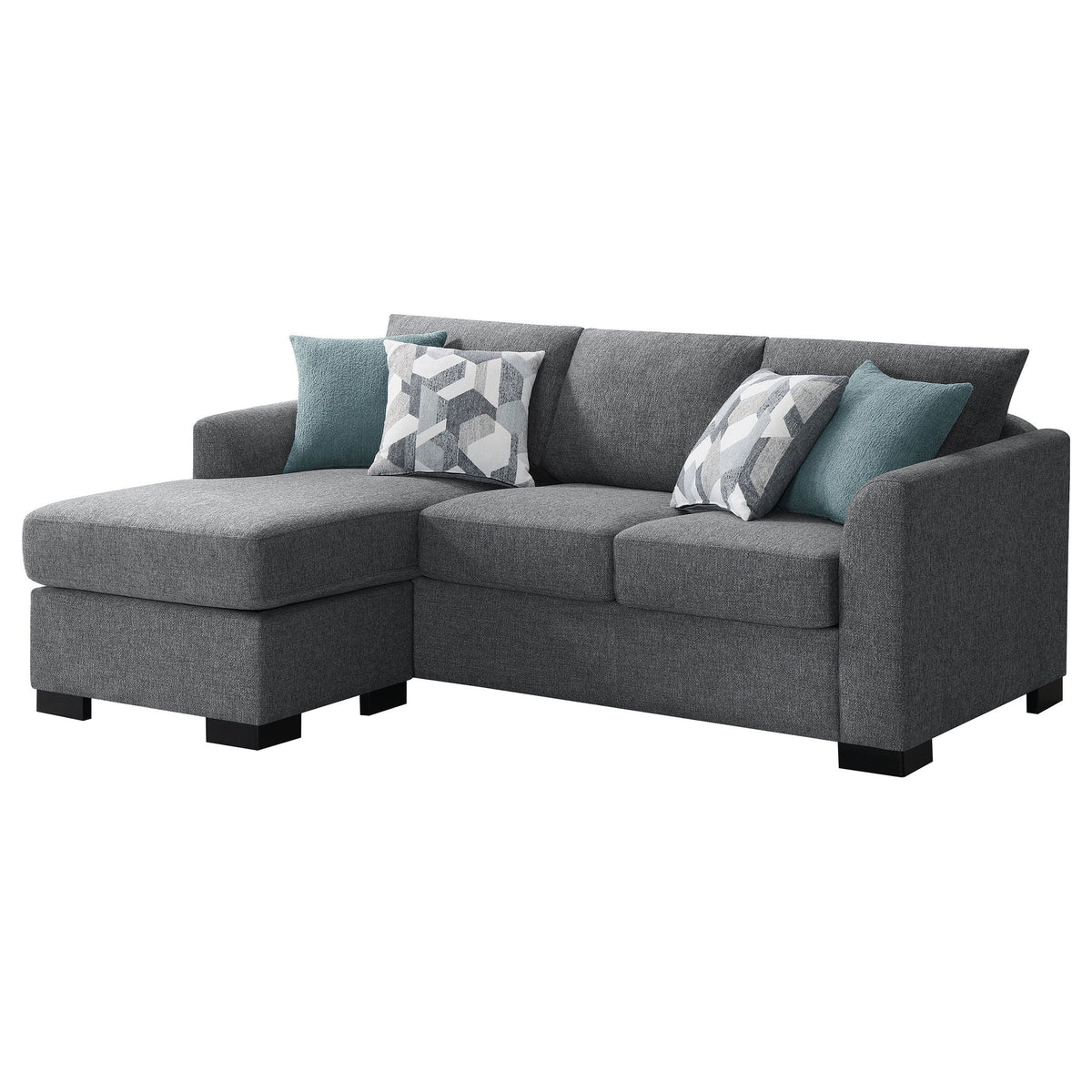 Unique Piece Furniture - Storey Upholstered Sleeper Sectional Chaise Sofa Grey