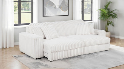 Unique Piece Furniture - Jacana Corduroy Upholstered Dual Power Chaise Sofa Ivory