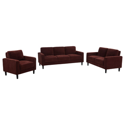 Unique Piece Furniture - Ruth 3-piece Fabric Upholstered Track Arm Sofa Rust Red