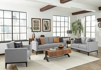 Unique Piece Furniture - Apperson 3-piece Upholstered Track Arm Sofa Set Light Grey